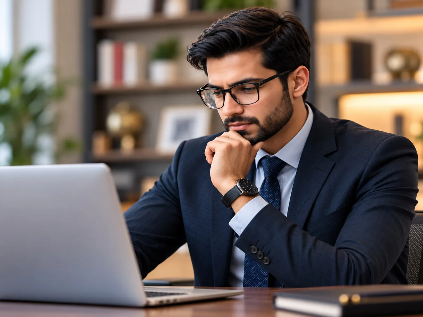 Business professional reviewing documents